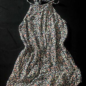 Navy Floral Halter Romper